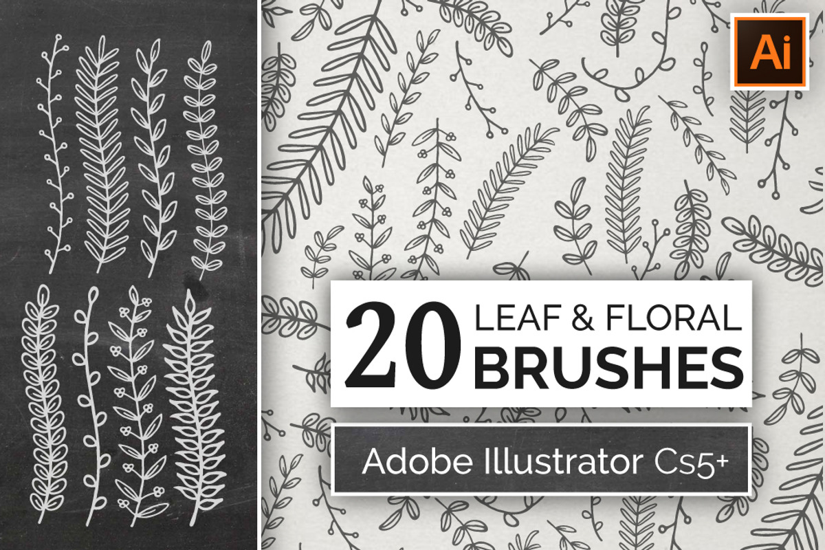 Hand Drawn Floral Leaf Brushes