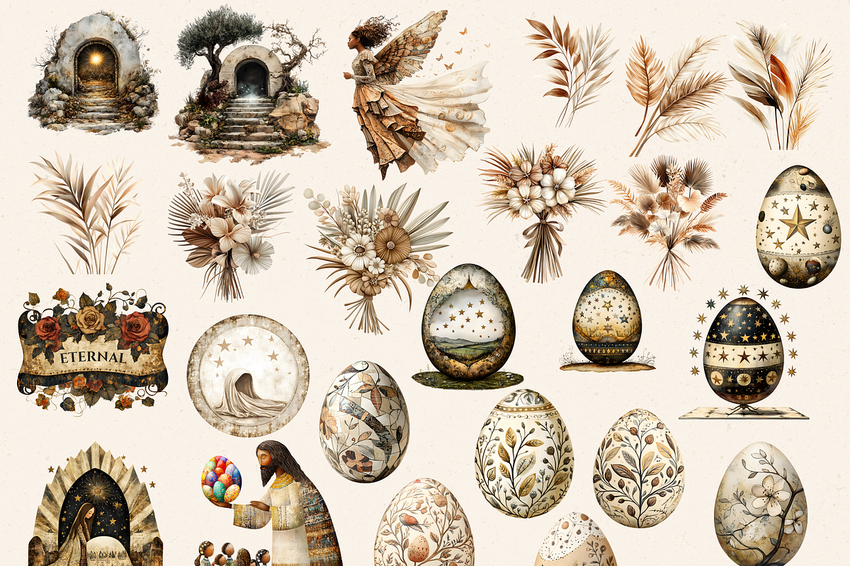NEUTRAL EASTER BIBLICAL CLIPART, a Person Illustration by Daring Digies (Photo 7 of 10)