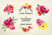 Watercolor Flower Blossoms Clipart, an Illustration by Emerald & Ivy Studios (Thumbnail 2 of 4)