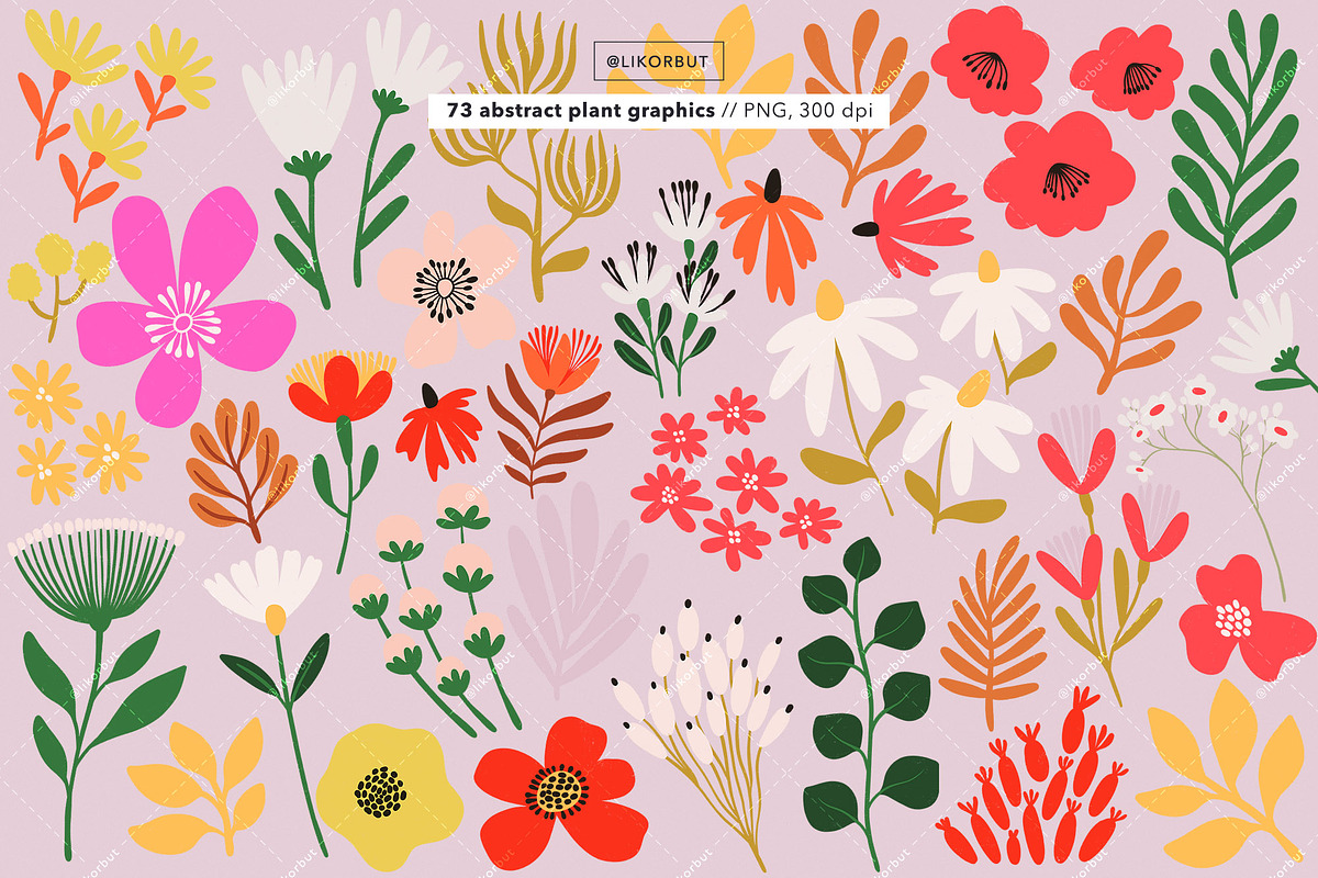 Floral Abstract Plant Graphics, a Decorative Illustration by likorbut (Photo 3 of 8)