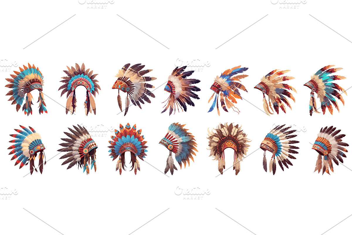 Indian headdress. Indians, chief, an Object Illustration by Stock-Smart-Start