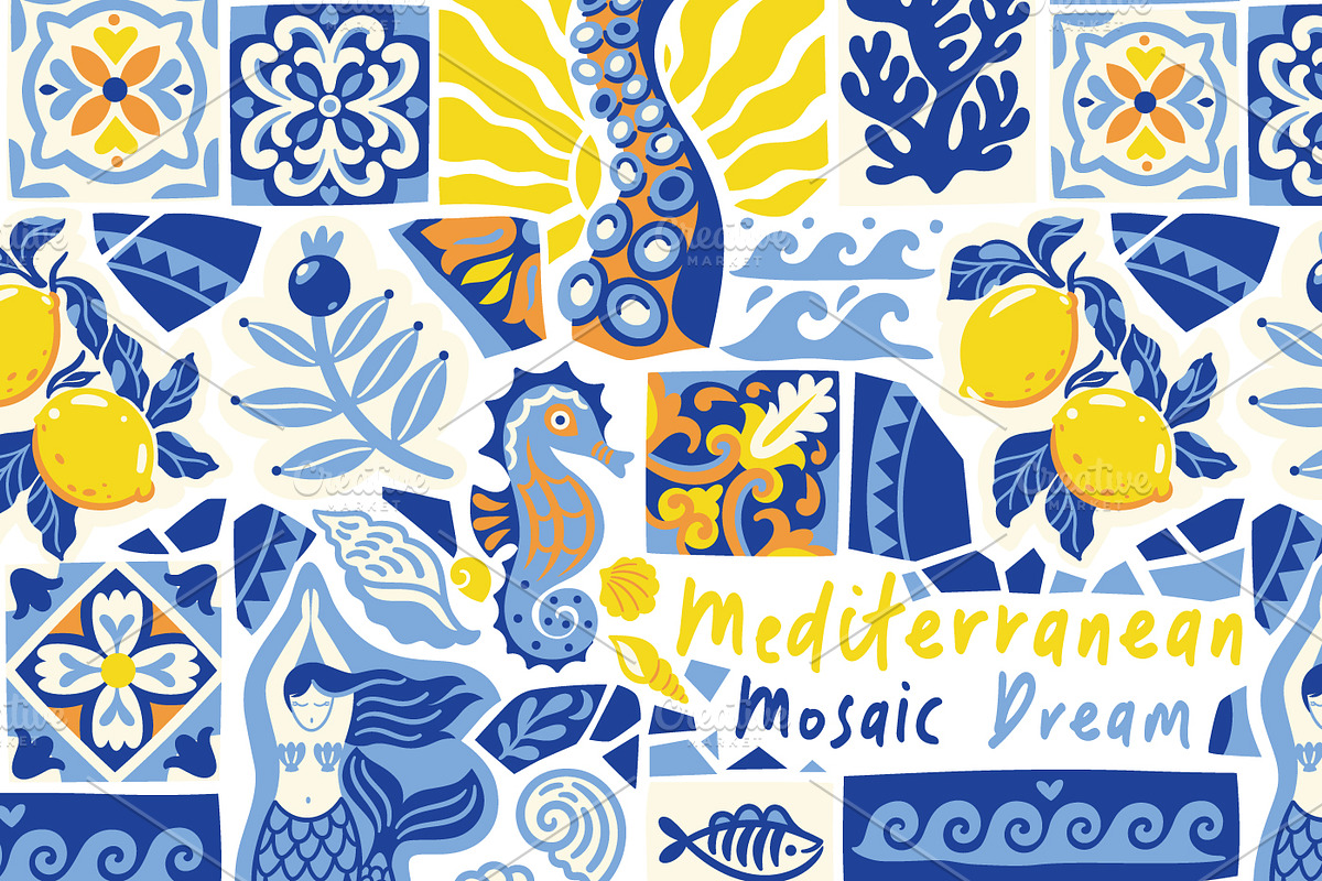 Mediterranean Mosaic Dream, a Pattern Graphic by PenguinHouse (Photo 1 of 7)