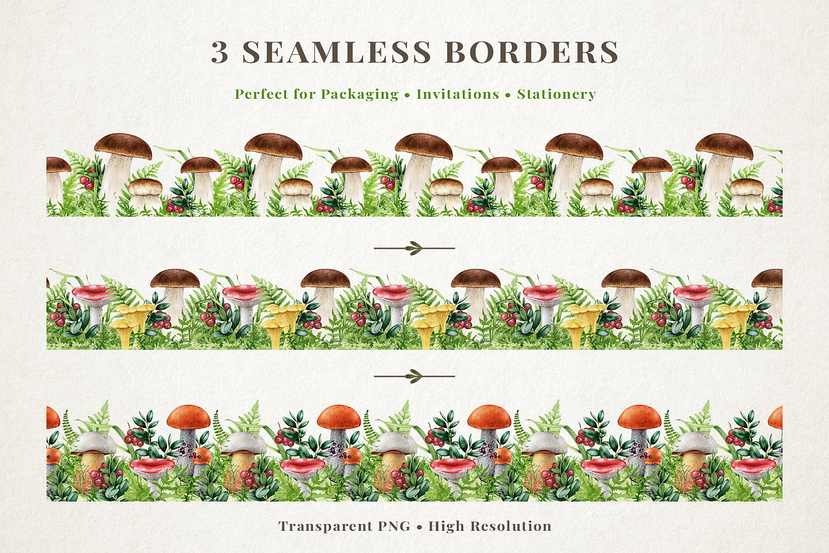 Forest Mushrooms Watercolor Clipart, a Decorative Illustration by AnitaPol (Photo 11 of 21)