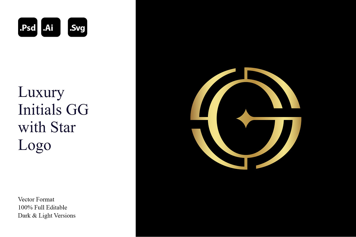 Luxury Initials GG with Star Logo, a Branding & Logo Template by Luxury Logos (Photo 1 of 4)