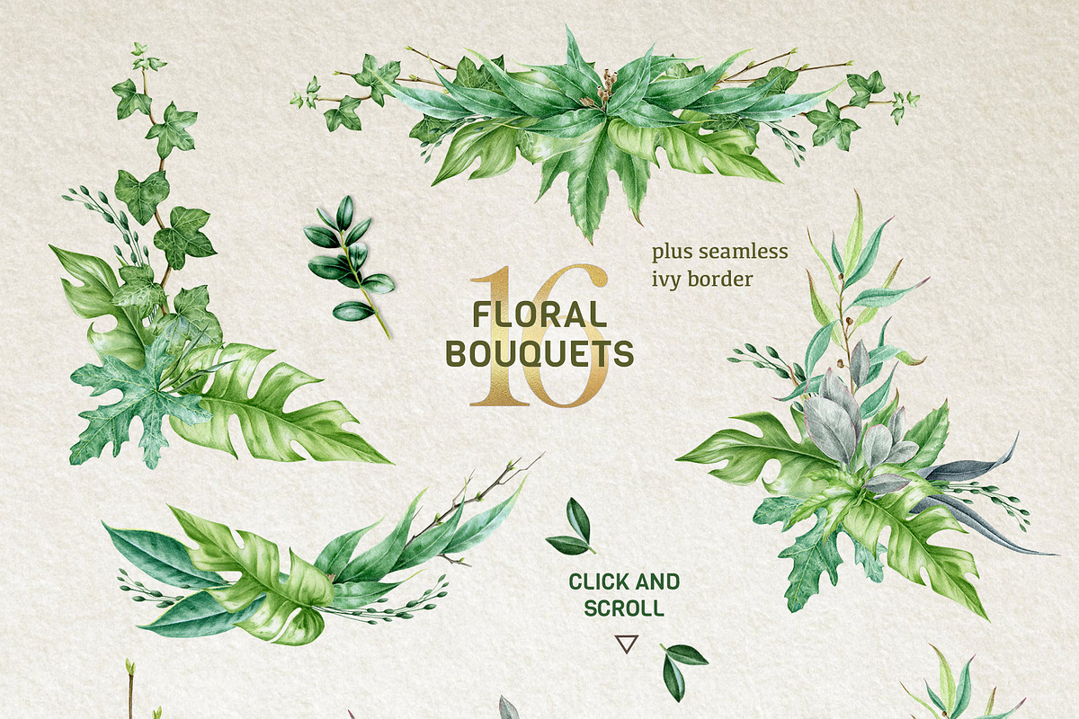 Botanical Greenery Clipart Set, a Decorative Illustration by AnitaPol (Photo 6 of 13)