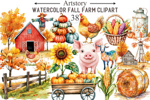 Fall Farm Clipart Bundle, an Illustration by designcity5