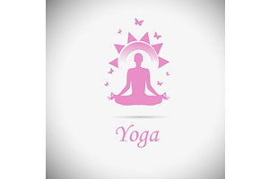 Logo pink yoga hand drawn. Not AI, a Healthcare Illustration by Nenahliadava Design