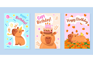 Capybara cards. Capybaras birthday, an Animal Illustration by Stock-Smart-Start