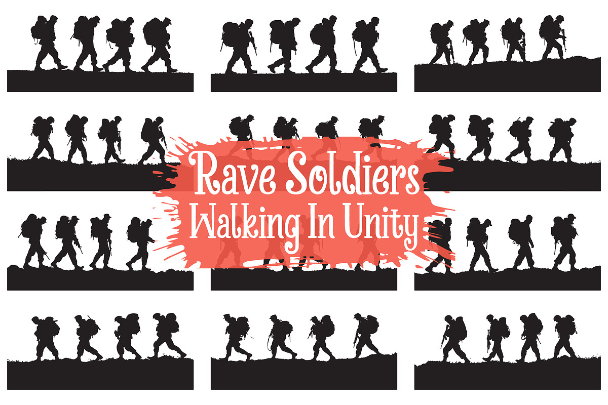 Courageous Soldiers Moving in Sync, an Illustration by Gfx_Store