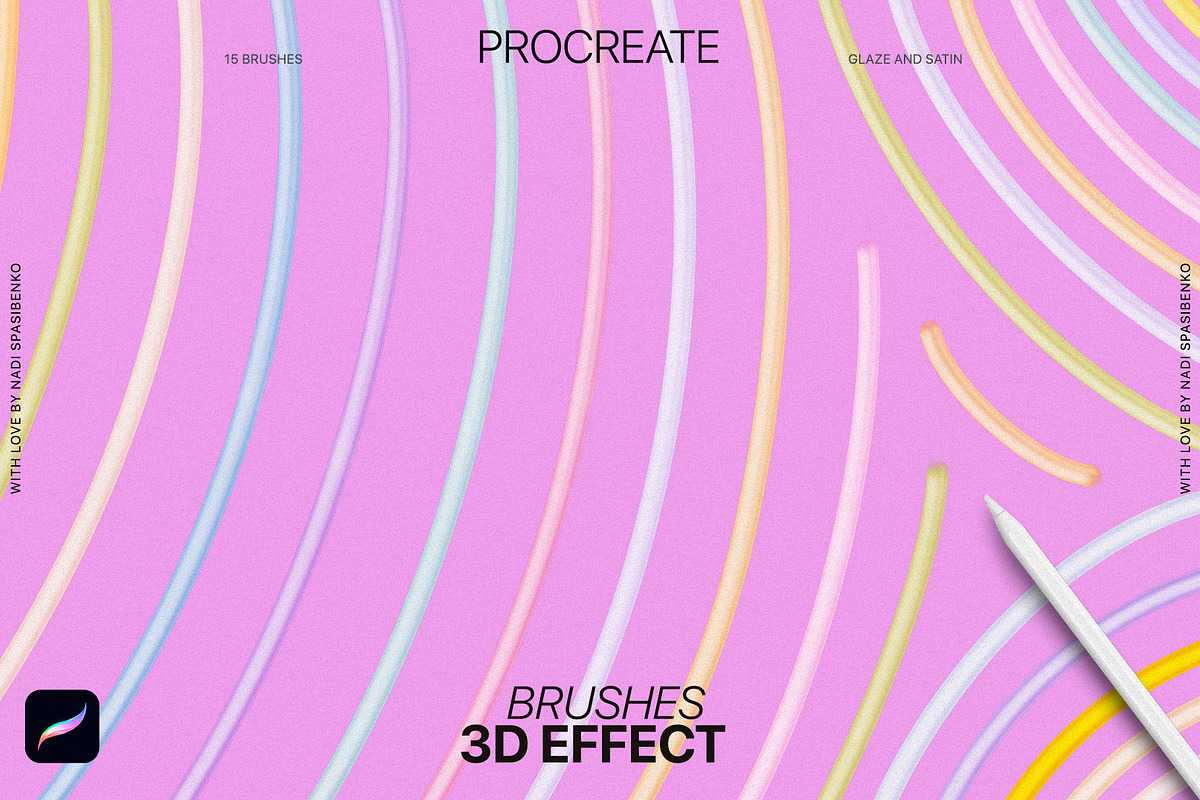 3D effect Procreate Brushes, a Brush Add-On by Spasibenko Art
