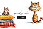 Quirky & Whimsical Cat Clipart Set, an Animal Illustration by PaintPixelCo (Thumbnail 10 of 10)