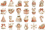 Pink Christmas Watercolor Clipart, an Illustration by Sublimation Artist (Thumbnail 2 of 6)