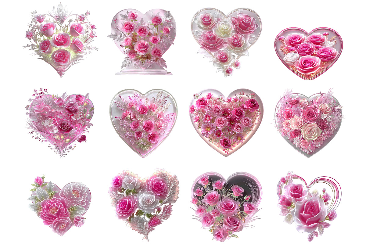 Elegant Rose Heart Clipart, an Illustration by DreamArtGraphic (Photo 3 of 5)
