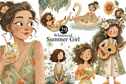 Whimsical Summer Girl Clipart, an Illustration by DreamArtGraphic (Thumbnail 1 of 8)