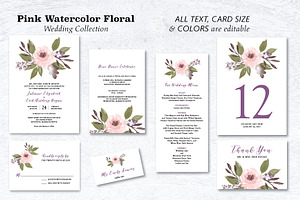 Watercolor Floral Wedding Suite