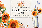 Sunflowers watercolor, a Decorative Illustration by a_ptichkina (Thumbnail 1 of 5)