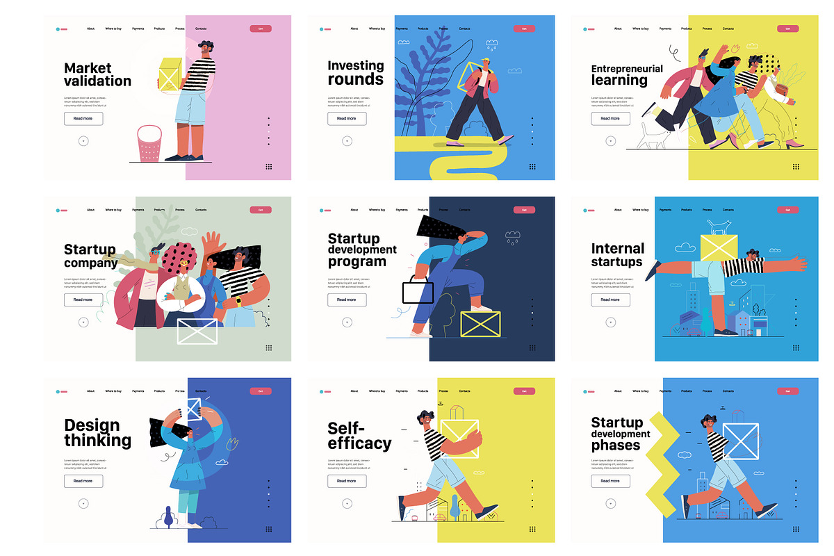 Startups flat vector illustrations, a Templates & Theme by Grivina's shop (Photo 27 of 45)