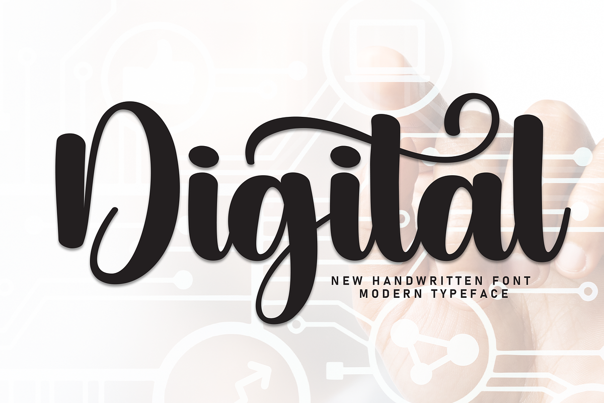 Digital | Script Font, a Handwritten Font by Scratchones (Photo 1 of 9)