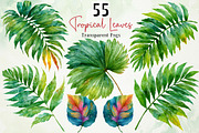 Watercolor Tropical Leaves Clipart, a Seasonal Illustration by RobertsArt (Thumbnail 1 of 7)
