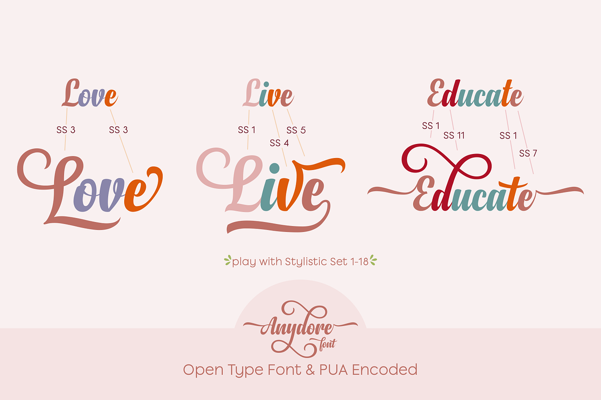 Anydore, a Script Font by 7NTypes (Photo 3 of 6)