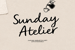Sunday Atelier natural handwritten, a Handwritten Font by cocodesign