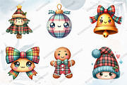 Kawaii Plaid Christmas Clipart, an Illustration by designcity5 (Thumbnail 5 of 5)