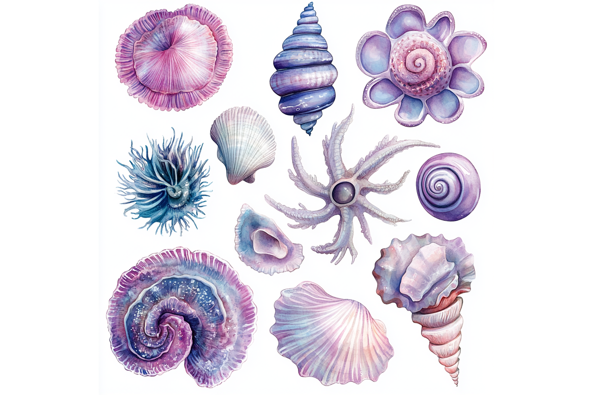 Prompt Sea Shells Flower Clipart, a Decorative Illustration by Creative design (Photo 3 of 7)