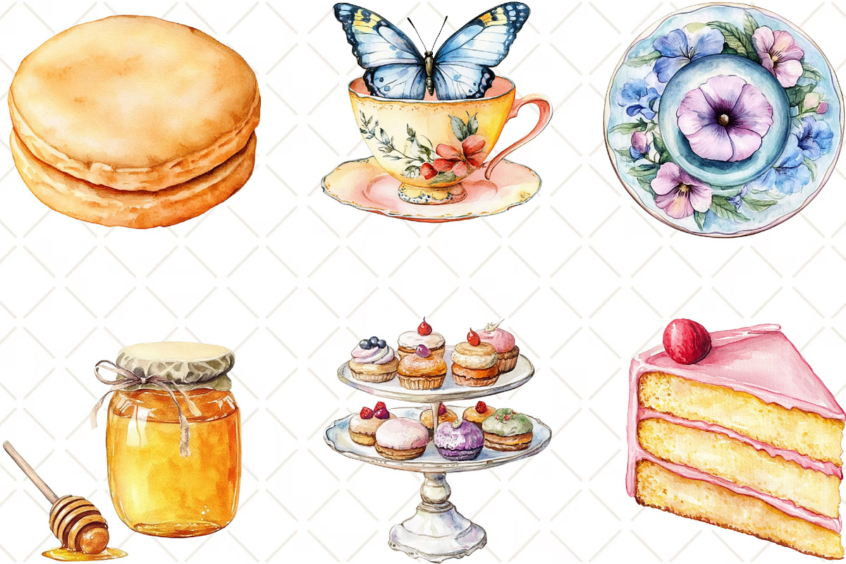 Watercolor Tea Time Clipart Bundle, an Illustration by Black Bird Studio (Photo 3 of 6)