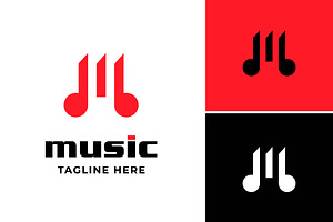 Letter M with Note Music Logo, a Branding & Logo Template by funpixel