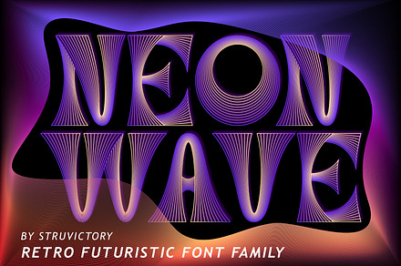 Neon Wave Retro Futuristic Typeface, a Sans Serif Font by Struvictory.art
