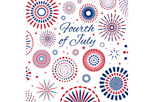 Fourth of July blue, red fireworks, a Seasonal Illustration by sceptical cactus