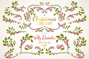 Holly Branches big Set