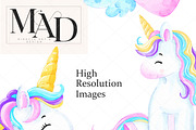 Watercolor Unicorn Clipart PNG Set, an Animal Illustration by MiracleArtAndDesign (Thumbnail 5 of 5)