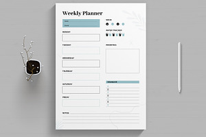 Weekly Planner Layout, a Stationery Template by MightyDesign