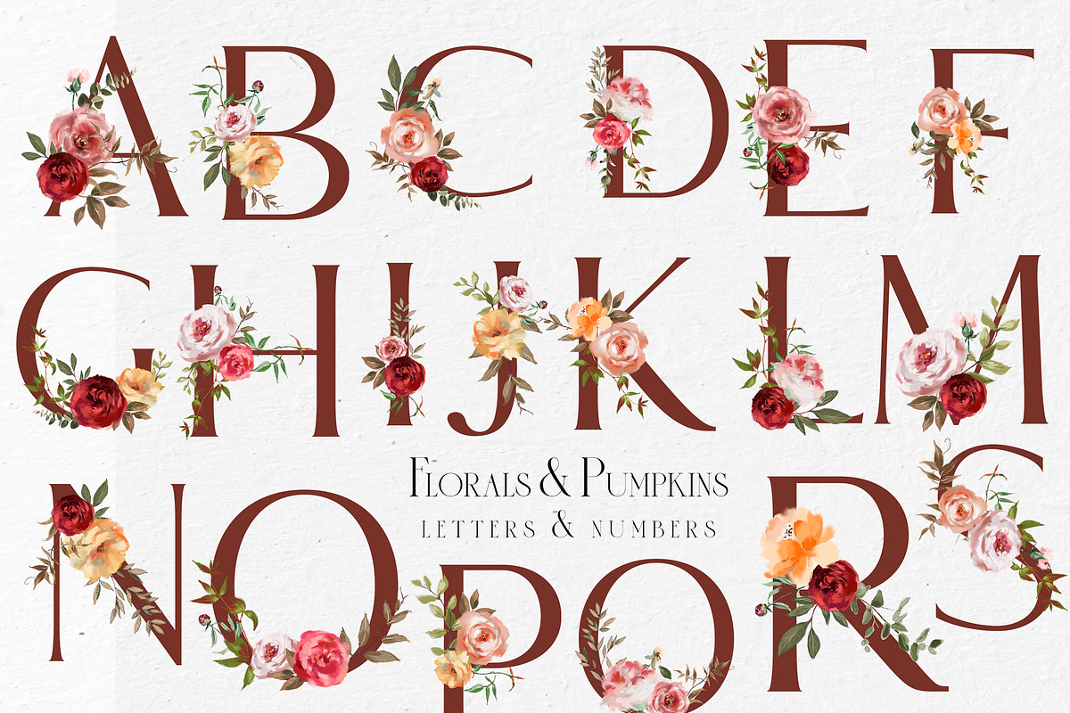 Florals & Pumpkins Fall Clip Art, a Decorative Illustration by whiteheartdesign (Photo 9 of 14)