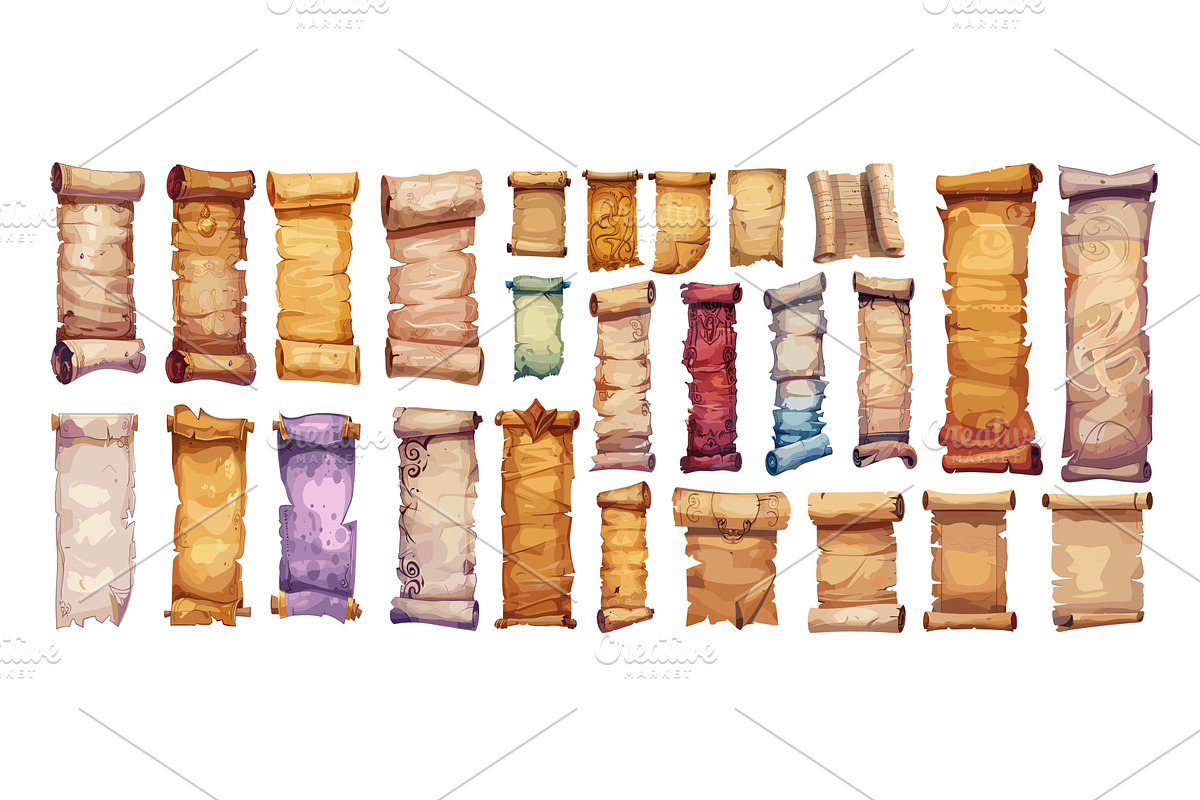 Magic parchment scrolls cartoon, a Texture Illustration by Stock-Smart-Start