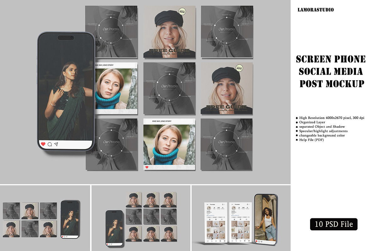 Social Media Post Mockup, an iPhone Mockup by lamorastudio (Photo 1 of 11)