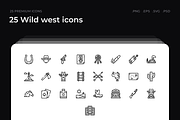 25 Wild west icons, an Outline Icon by Wencory (Thumbnail 1 of 2)