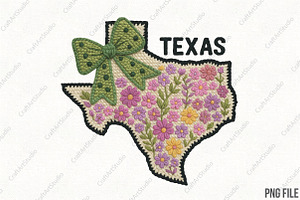 Crochet Floral Coquette Texas PNG, an Illustration by CraftArtStudio