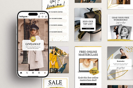 Gold Instagram Post Pack Canva
