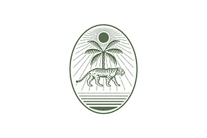 Retro Tropical Tiger Logo