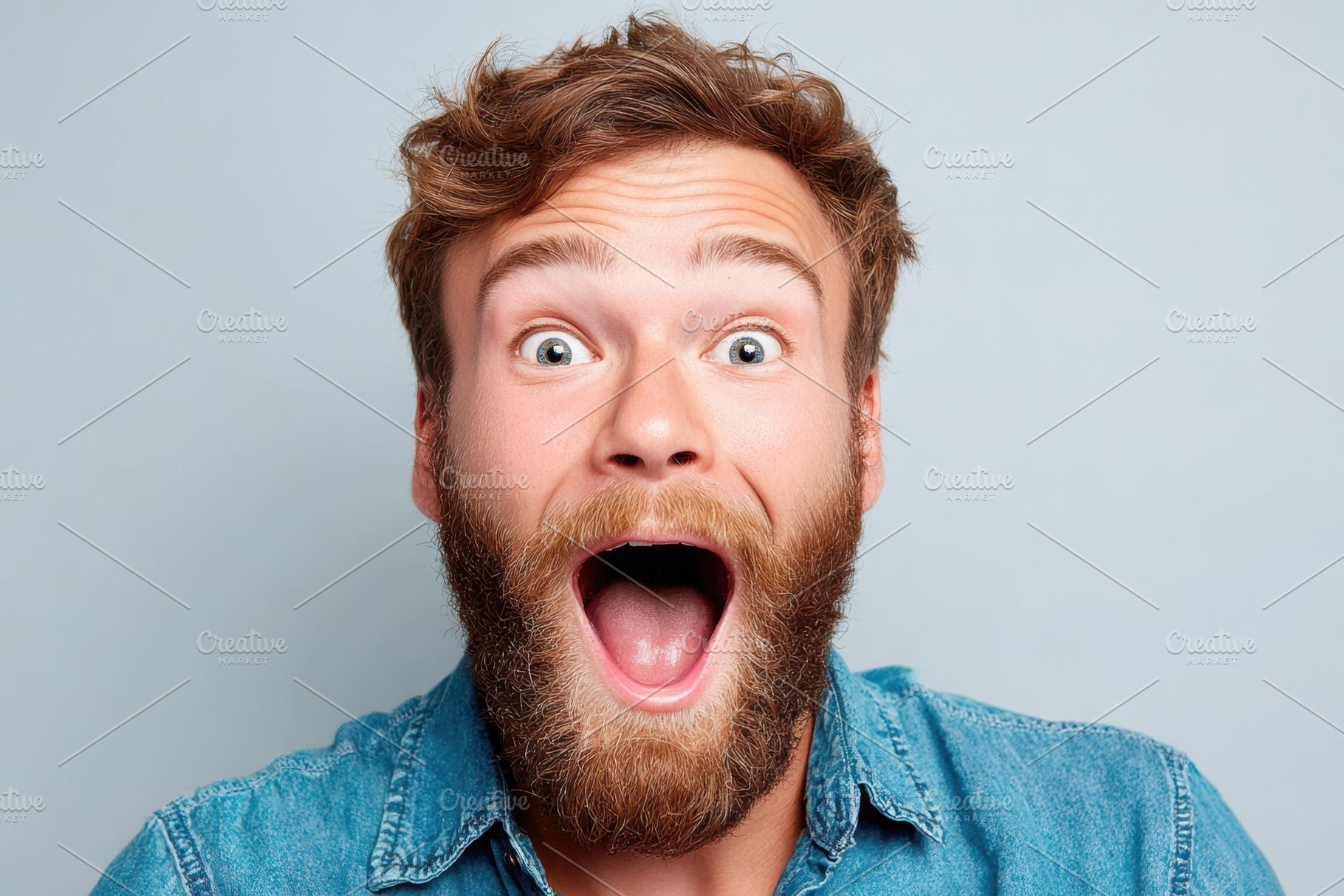 Surprised bearded man close-up, a Person Photo by AlyaAnd
