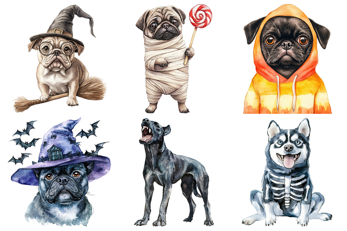 Quirky Halloween Dogs Clipart, an Illustration by Pixels.Craft (Photo 2 of 7)