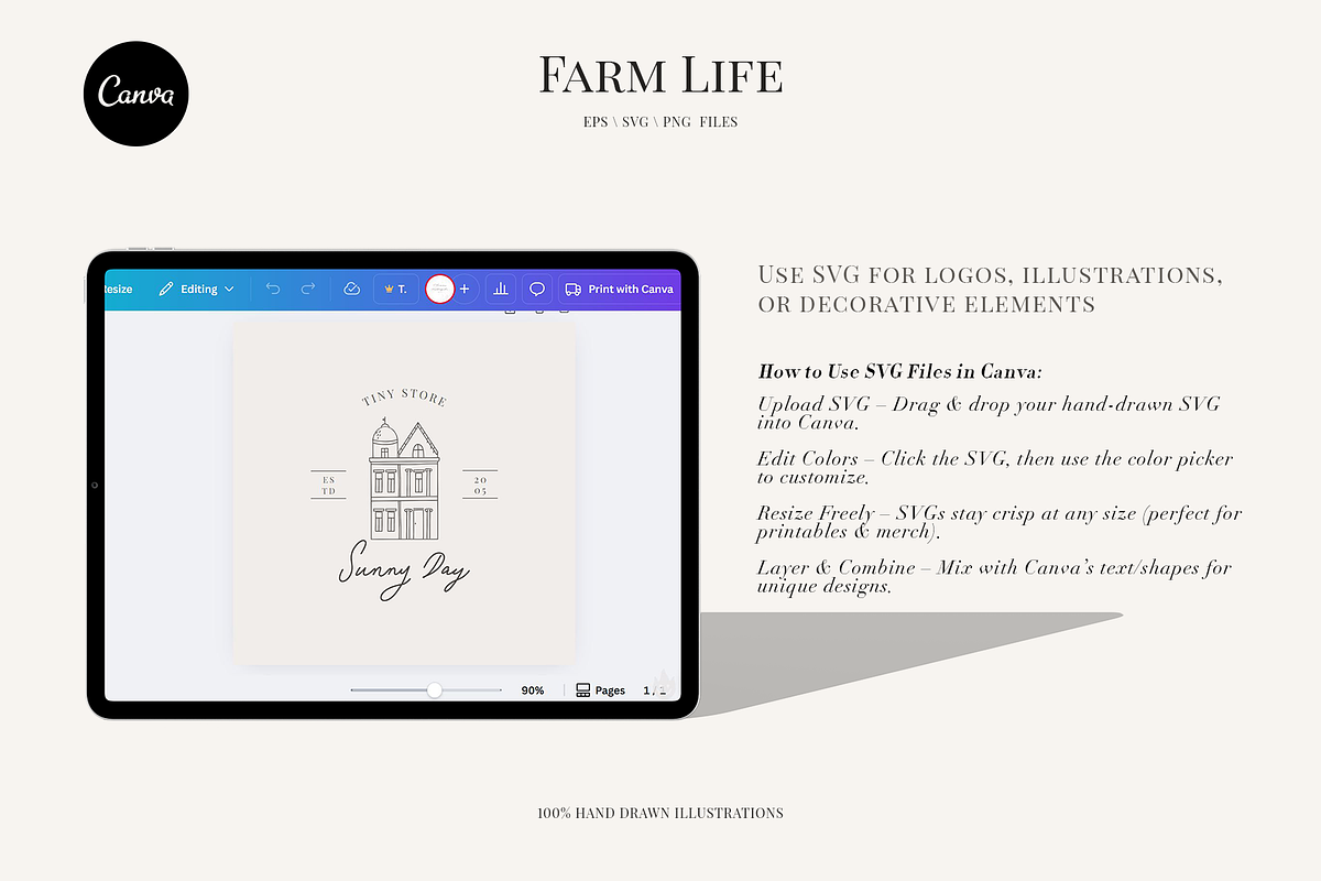Farm Life Nostalgic line doodle icon, a Decorative Illustration by Summer Nightingale Art (Photo 20 of 20)