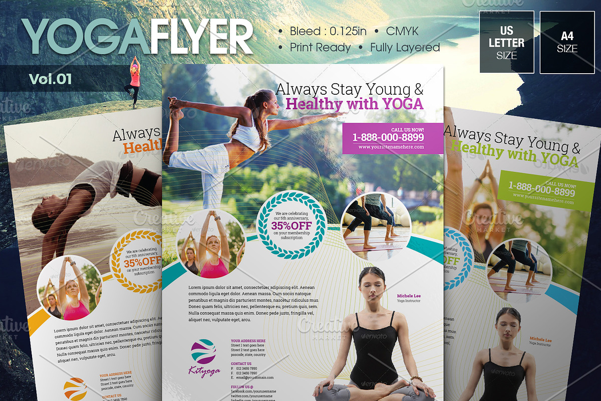 Yoga Flyer Bundle, a Flyer Template by KitCreativeStudio2 (Photo 2 of 5)