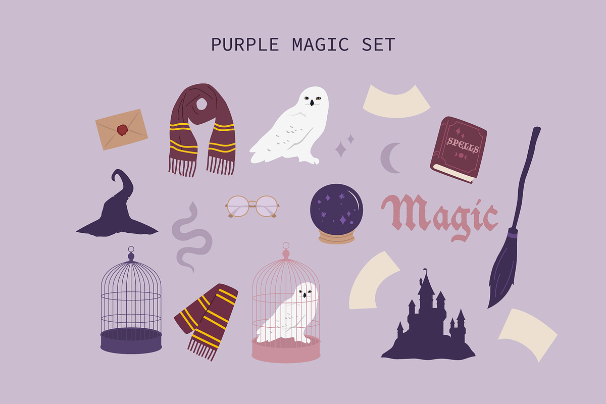 Magic - flat vector set, a Seasonal Illustration by yabluko_draws (Photo 2 of 8)