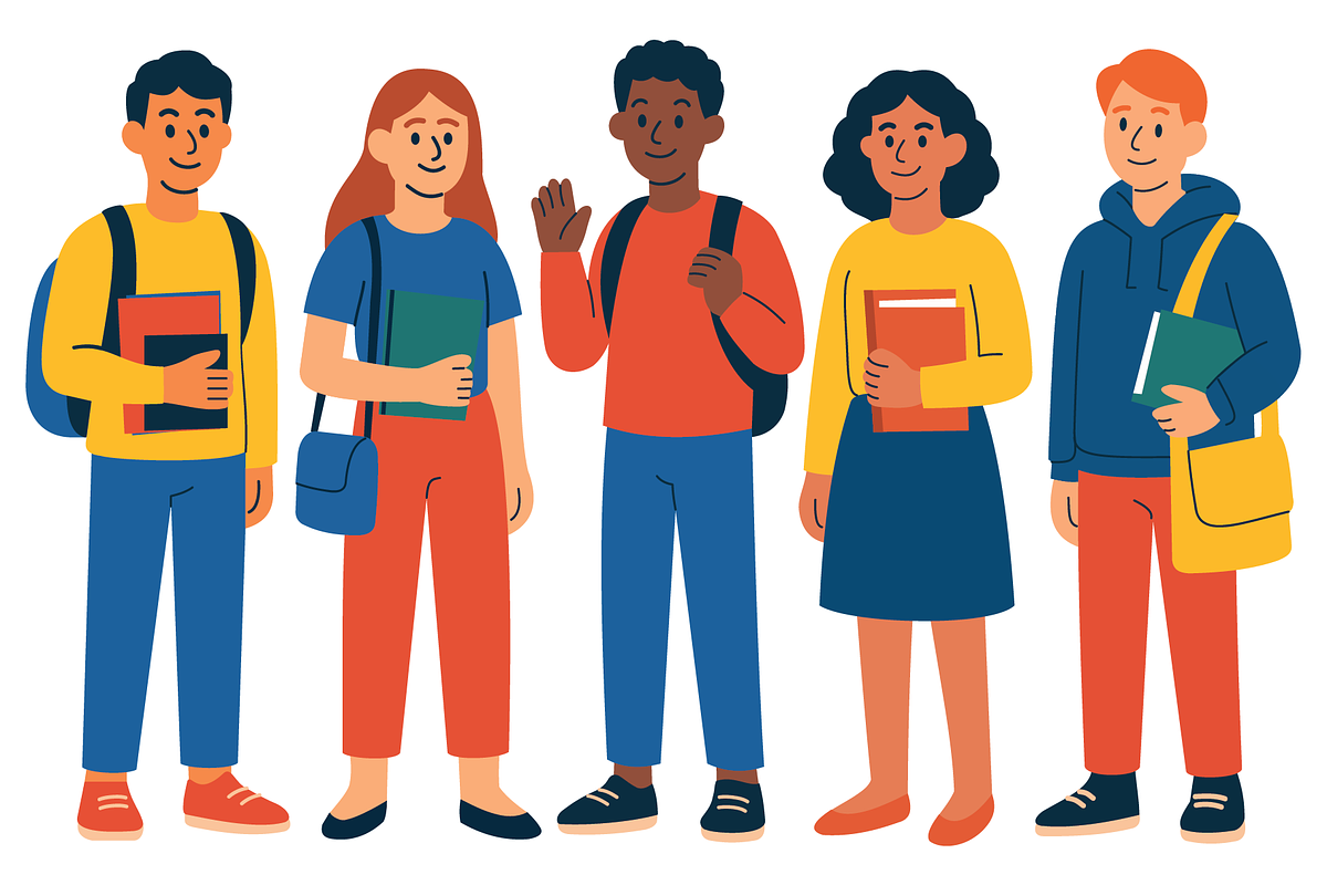 Group of Students Illustration Set, an Object Graphic by RT Studio
