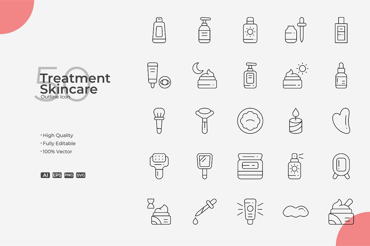 Treatment Skincare Outline Icons, an Outline Icon by Bloodline
