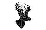 Deer Antler Silhouette Bundle, an Object Illustration by yasushie (Thumbnail 5 of 31)