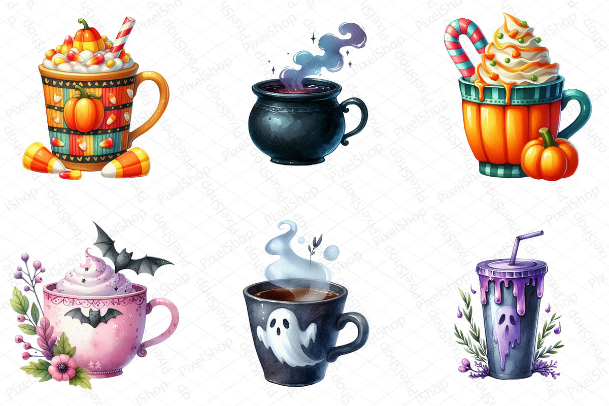 Halloween Coffee Cup Clipart Bundle, an Illustration by DreamPrint404 (Photo 3 of 6)